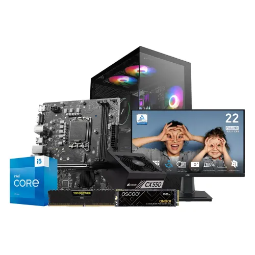 Intel 13th Gen Core i5 13400 Budget Desktop PC with Monitor