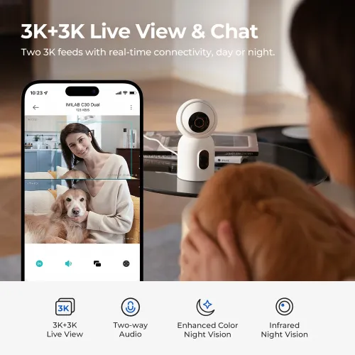 IMILAB C30 Dual 3K+3K Pan & Tilt Portable WiFi Camera
