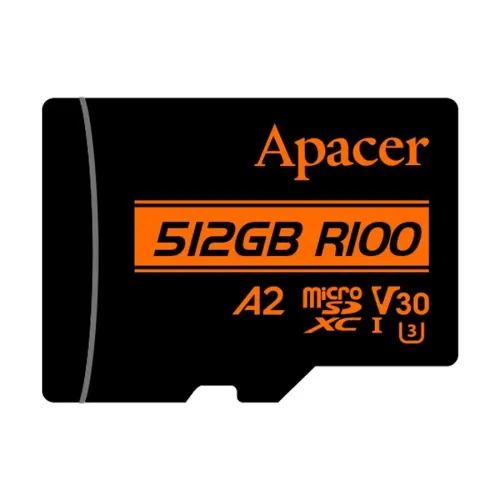 Apacer R100 MicroSDXC UHS-I U3 V30 A2 512GB Class-10 Memory Card with Adapter-IOSBD