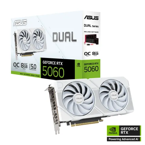 ASUS Dual GeForce RTX 5060 White OC Edition 8GB GDDR7 Graphics Card